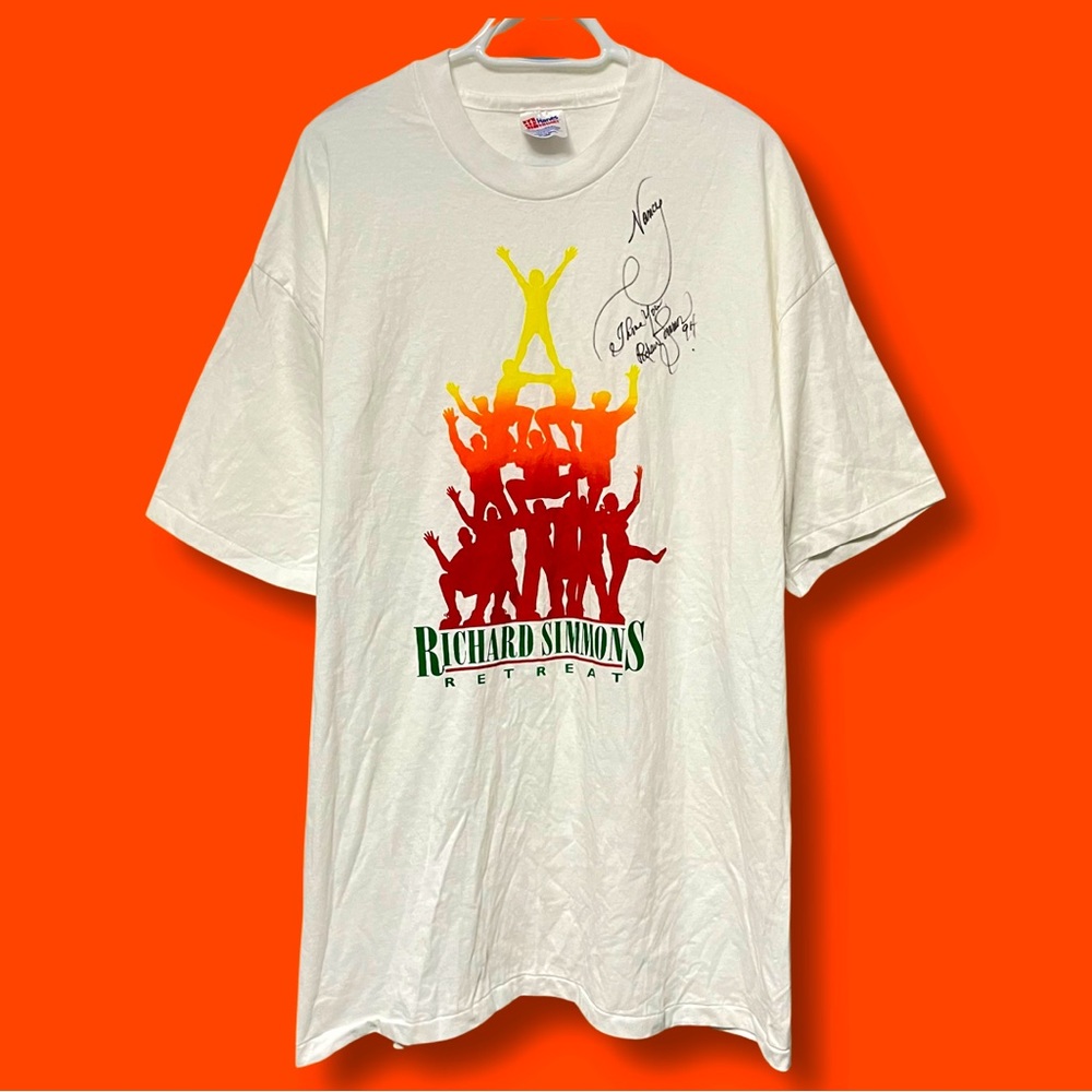 VINTAGE 90s RICHARD SIMMONS RETREAT SIGNED T SHIRT MENS SIZE XXL RARE